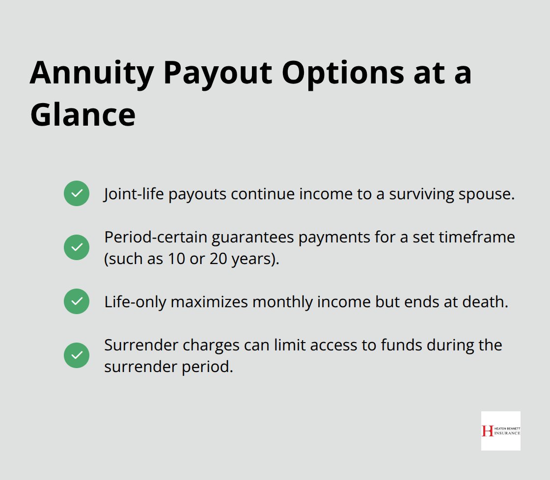 Quick reference list of common annuity payout choices and what they mean for retirees in the United States. - annuity basics