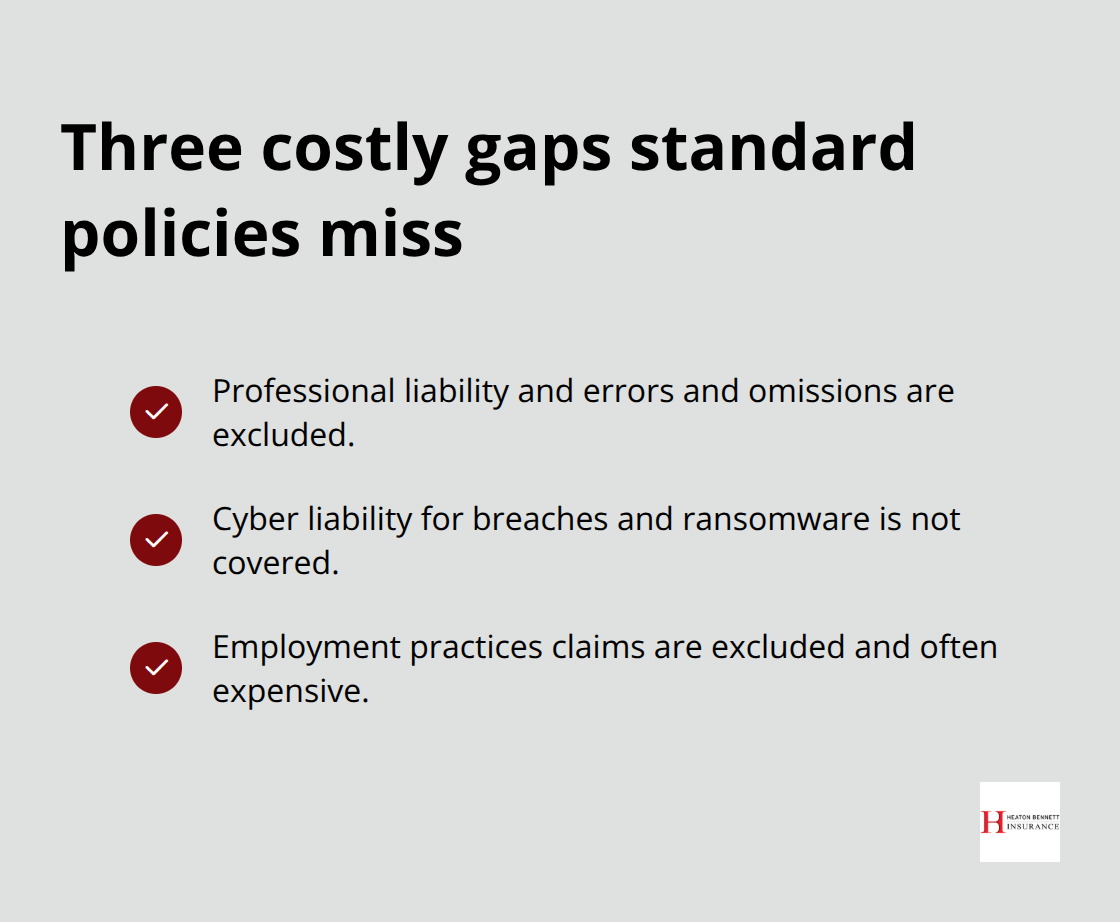 Key liability gaps not covered by general liability - comprehensive liability protection