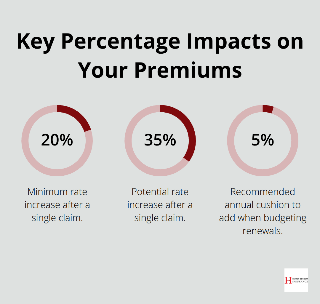 Percentage chart highlighting claim-driven increases and annual budgeting guidance for Texas contractors.