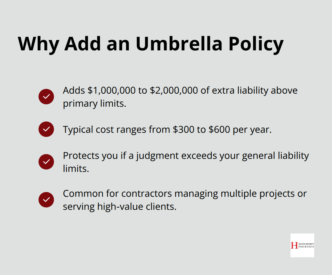 Checklist of umbrella policy benefits for Texas contractors - contractor liability insurance Texas