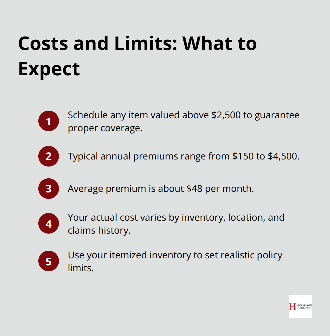 Compact list of typical equipment insurance costs and limit-setting tips for contractors - equipment insurance for contractors