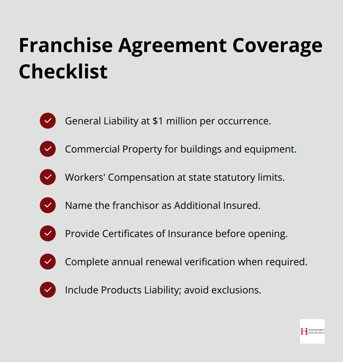 Key insurance requirements commonly mandated in franchise agreements for U.S. franchise restaurants. - franchise restaurant insurance