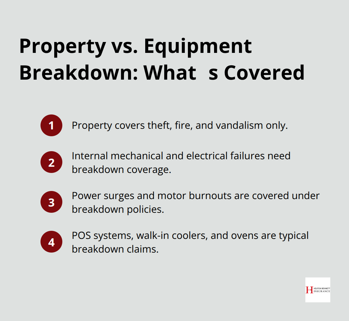 Quick comparison of coverage gaps for U.S. restaurants between property insurance and equipment breakdown coverage - restaurant equipment coverage