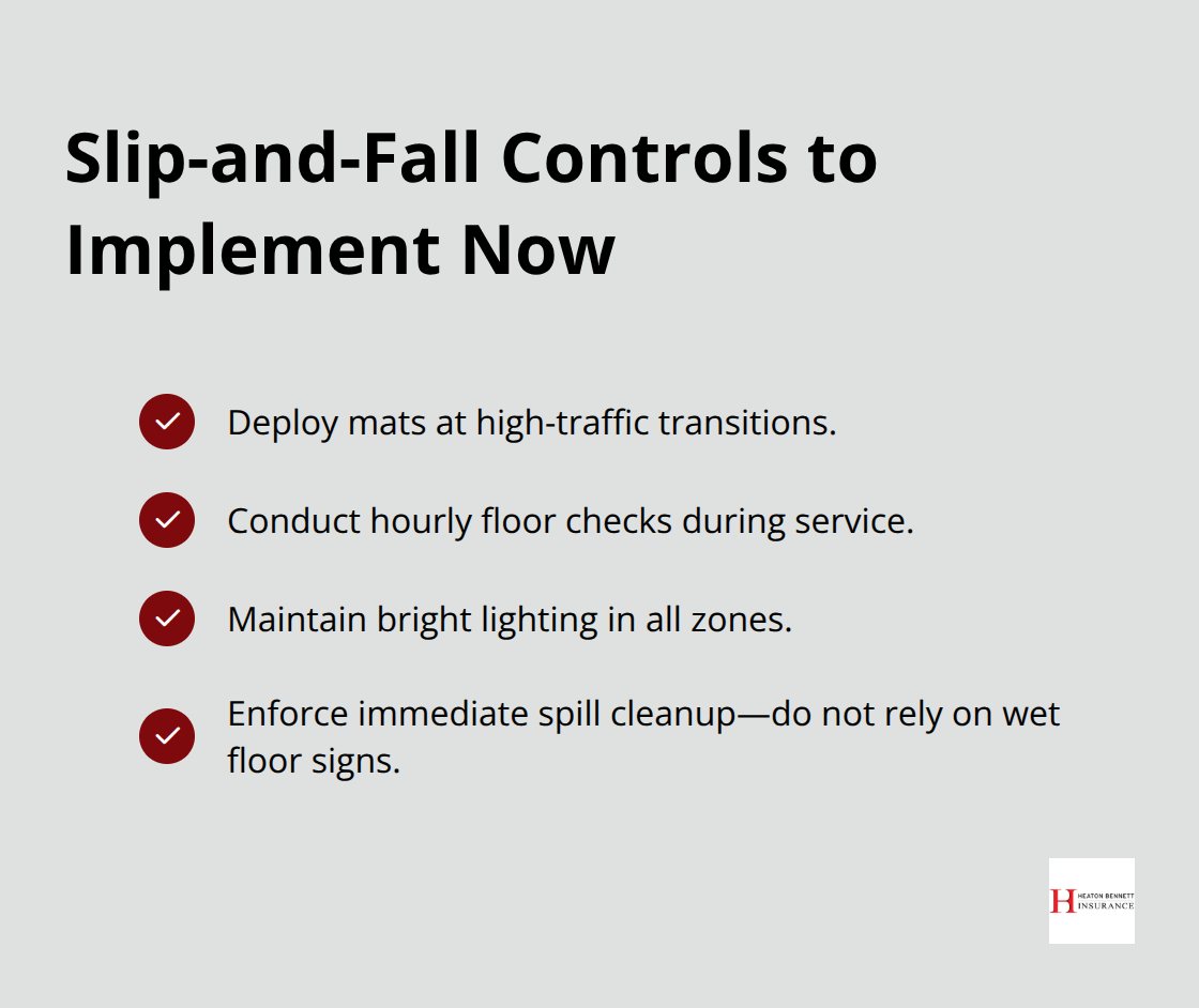 Checklist of slip-and-fall prevention steps for restaurants - restaurant liability insurance