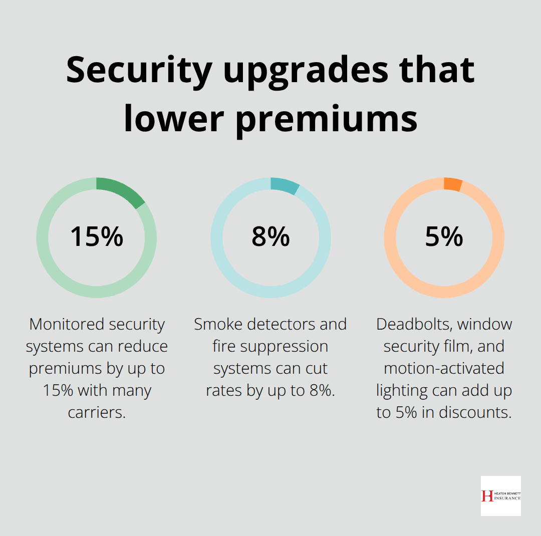 Percentage savings from key tiny home security and safety features - tiny home insurance cost